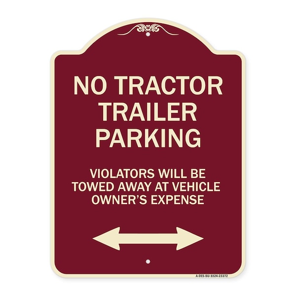 Parking Restriction No Tractor Trailer Parking Violators Will Be Towed Away at Owner, BU-1824-23372